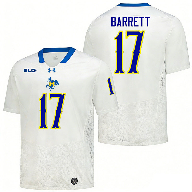 McNeese Cowboys #17 Landon Barrett College Football Jerseys,Uniforms-White